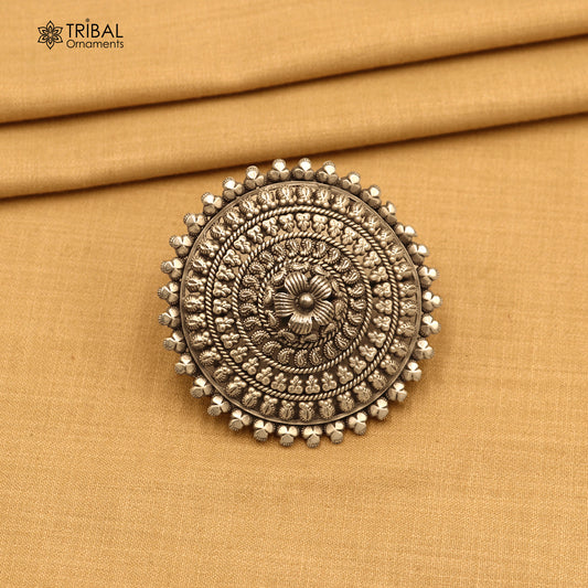925 sterling silver round  flower design ring tribal ethnic Jewelry sr815 - TRIBAL ORNAMENTS