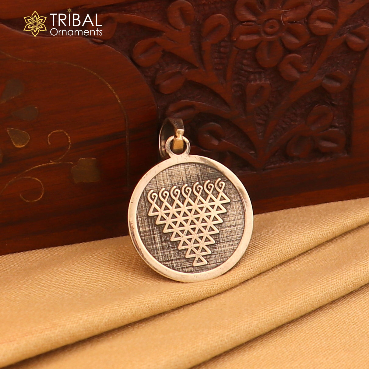 925 Sterling silver  Saraswathi yantra pendant ethnic jewelry nsp1081 - TRIBAL ORNAMENTS