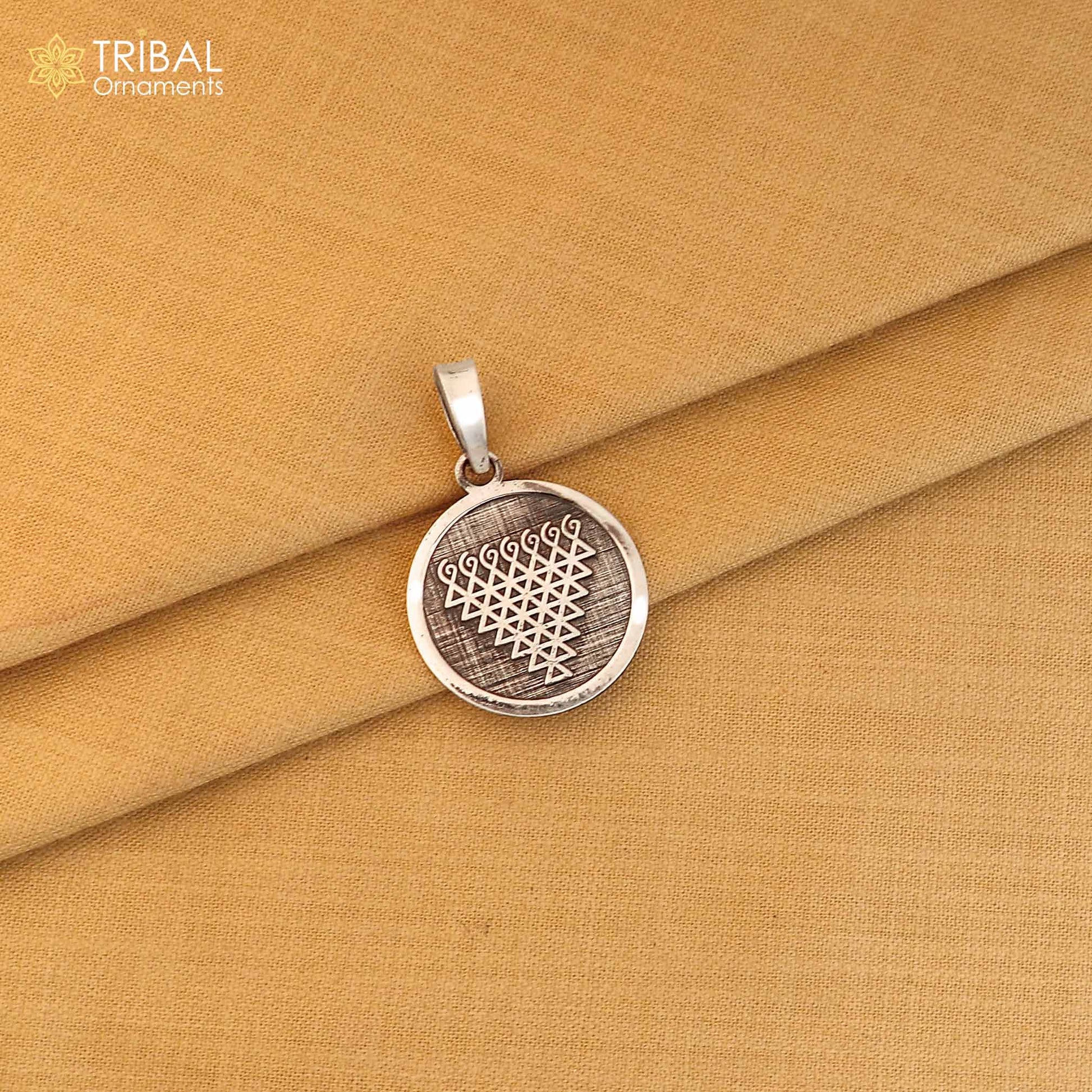 925 Sterling silver  Saraswathi yantra pendant ethnic jewelry nsp1081 - TRIBAL ORNAMENTS