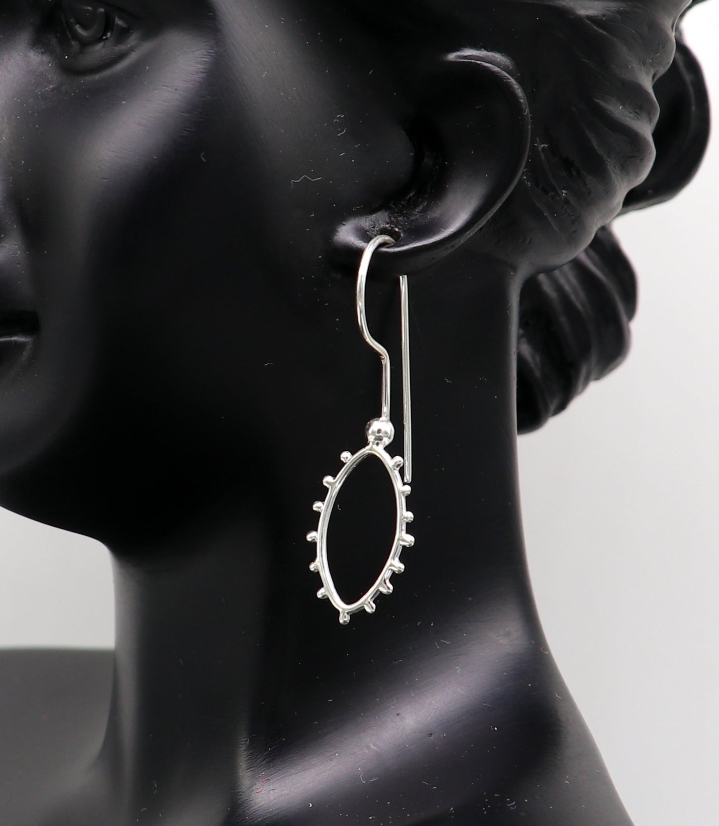 925 sterling silver drop dangle hoops earring by TRIBAL ORNAMENTS, shiny and elegant for brides and special gifts from India