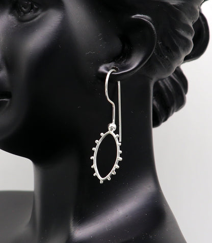 925 sterling silver drop dangle hoops earring by TRIBAL ORNAMENTS, shiny and elegant for brides and special gifts from India