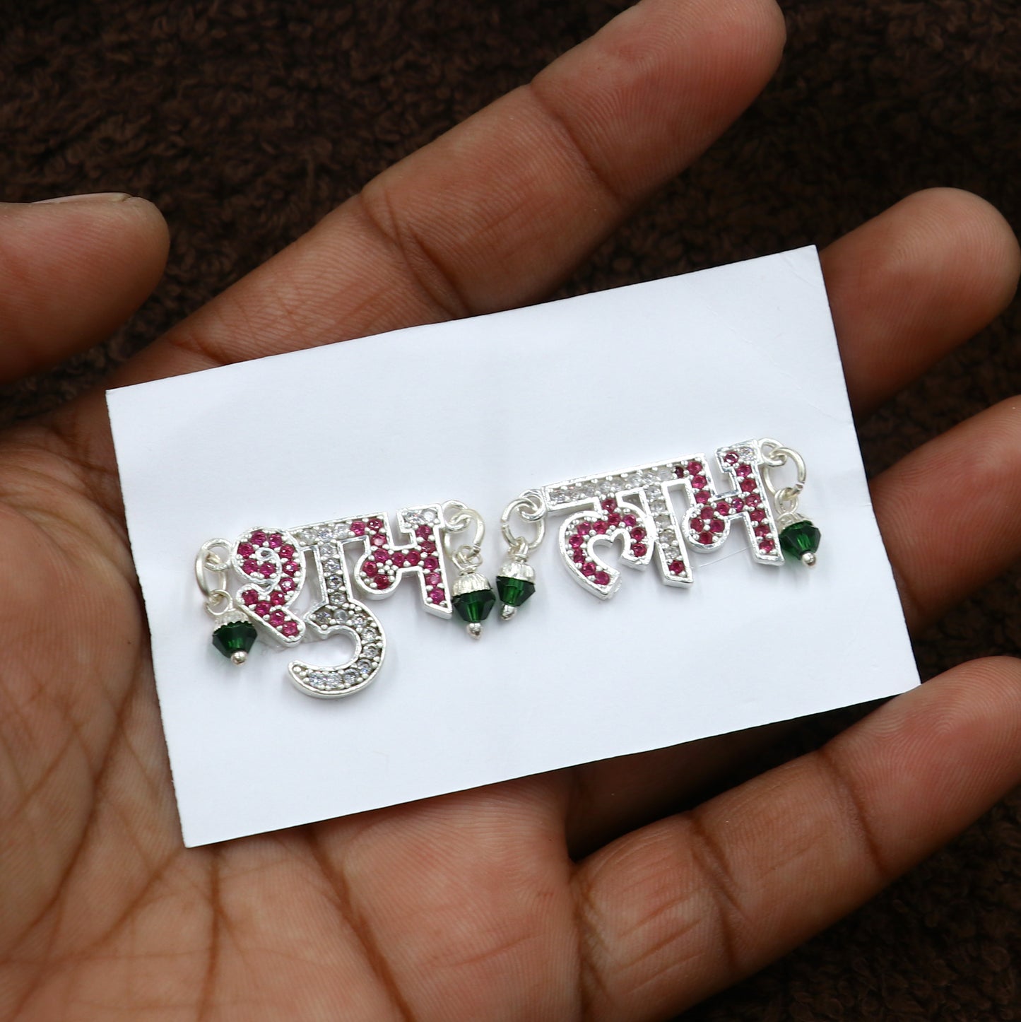 925 sterling silver Shubh Labh Diwali pooja set by Tribal Ornaments, includes traditional religious symbols for festive rituals