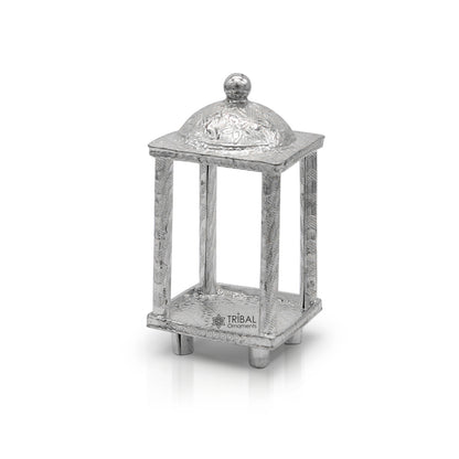 Small 925 sterling silver miniature temple for home or office, detailed tribal ornament design by TRIBAL ORNAMENTS