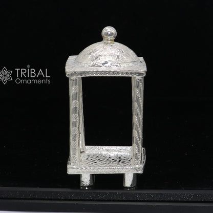 Small 925 sterling silver miniature temple for home or office by TRIBAL ORNAMENTS, featuring intricate tribal design details.