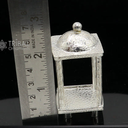 Small 925 sterling silver miniature temple from TRIBAL ORNAMENTS, designed for home or office decoration.