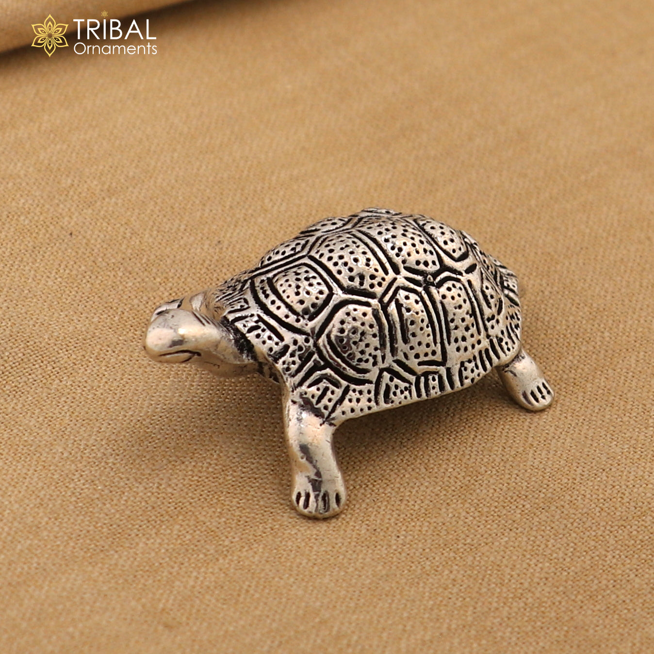925 sterling silver small tortoise statue sculpture puja article collection silver figurine for wealth and prosperity art613 - TRIBAL ORNAMENTS