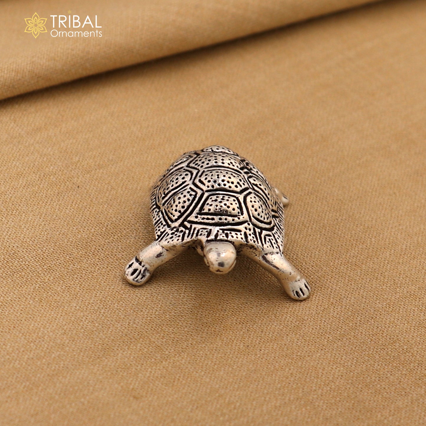925 sterling silver small tortoise statue sculpture puja article collection silver figurine for wealth and prosperity art613 - TRIBAL ORNAMENTS