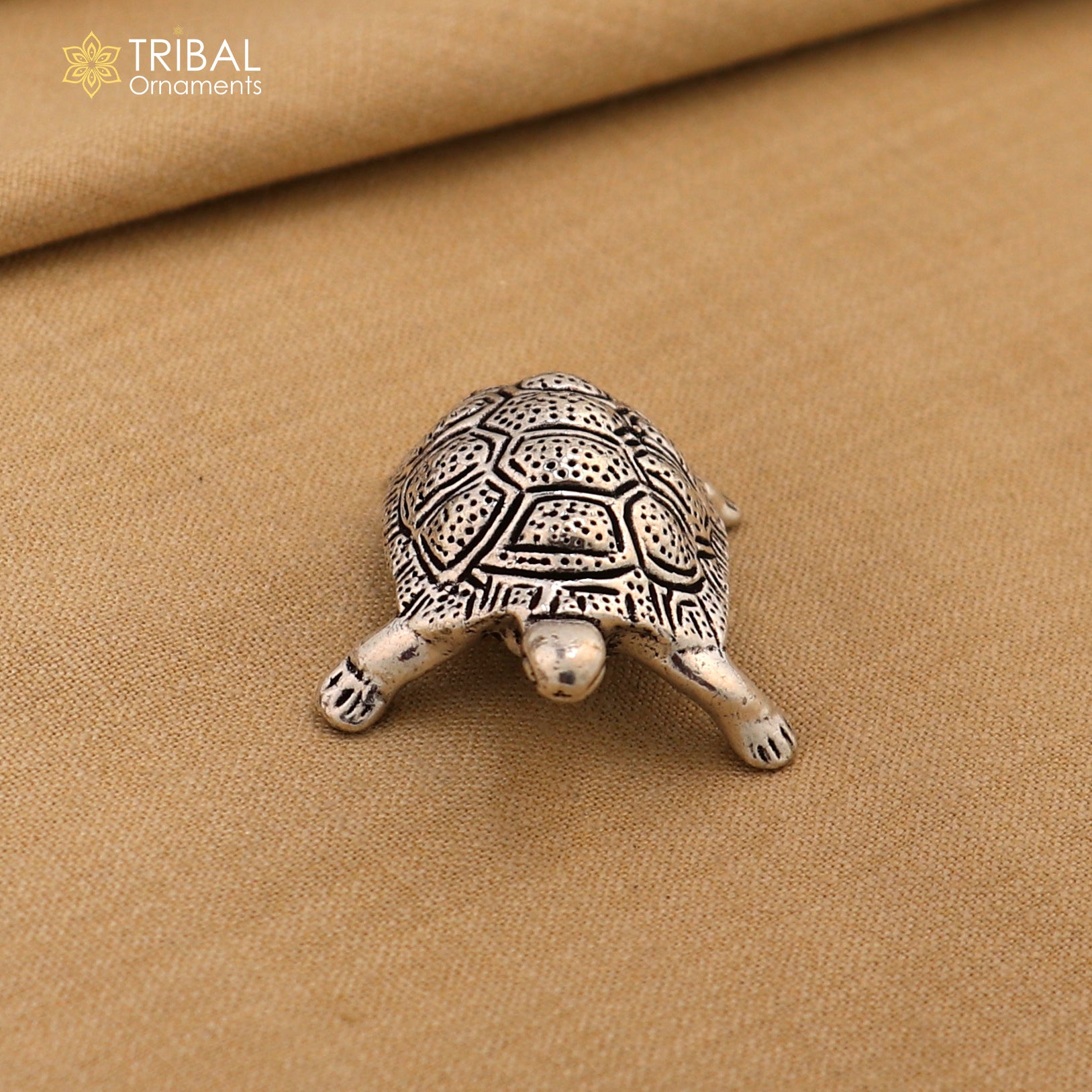 925 sterling silver small tortoise statue sculpture puja article collection silver figurine for wealth and prosperity art613 - TRIBAL ORNAMENTS