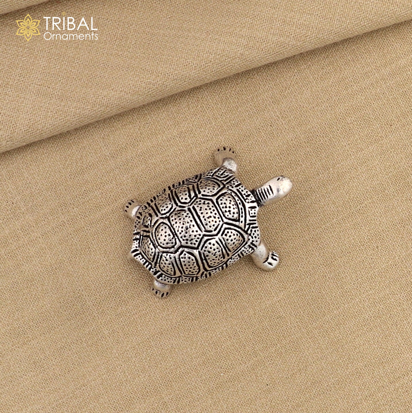 925 sterling silver small tortoise statue sculpture puja article collection silver figurine for wealth and prosperity art613 - TRIBAL ORNAMENTS