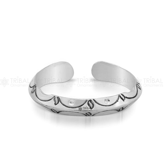 925 sterling silver solid adjustable heavy kada bracelet for men, amazing indian traditional cultural design plain kada nsk824 - TRIBAL ORNAMENTS