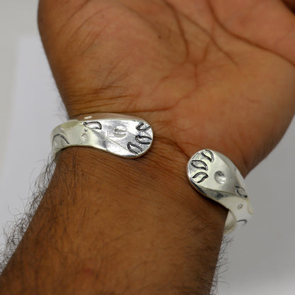 925 sterling silver adjustable heavy bangle cuff for men, traditional Indian cultural jewelry by Tribal Ornaments.