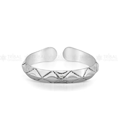 925 sterling silver adjustable heavy bangle cuff for men, featuring traditional Indian cultural design by Tribal Ornaments.
