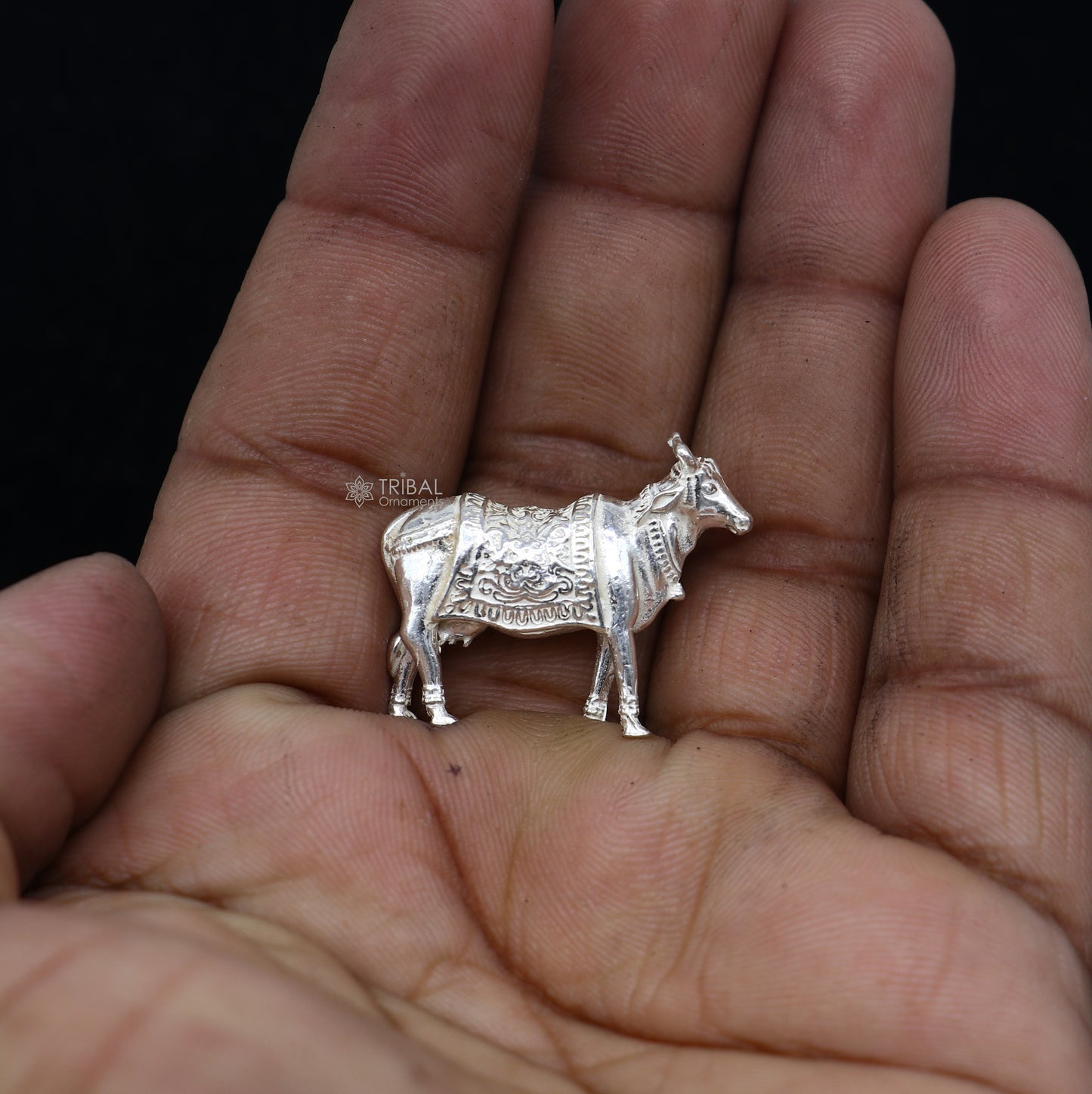 925 sterling silver solid cow for puja su1314 - TRIBAL ORNAMENTS