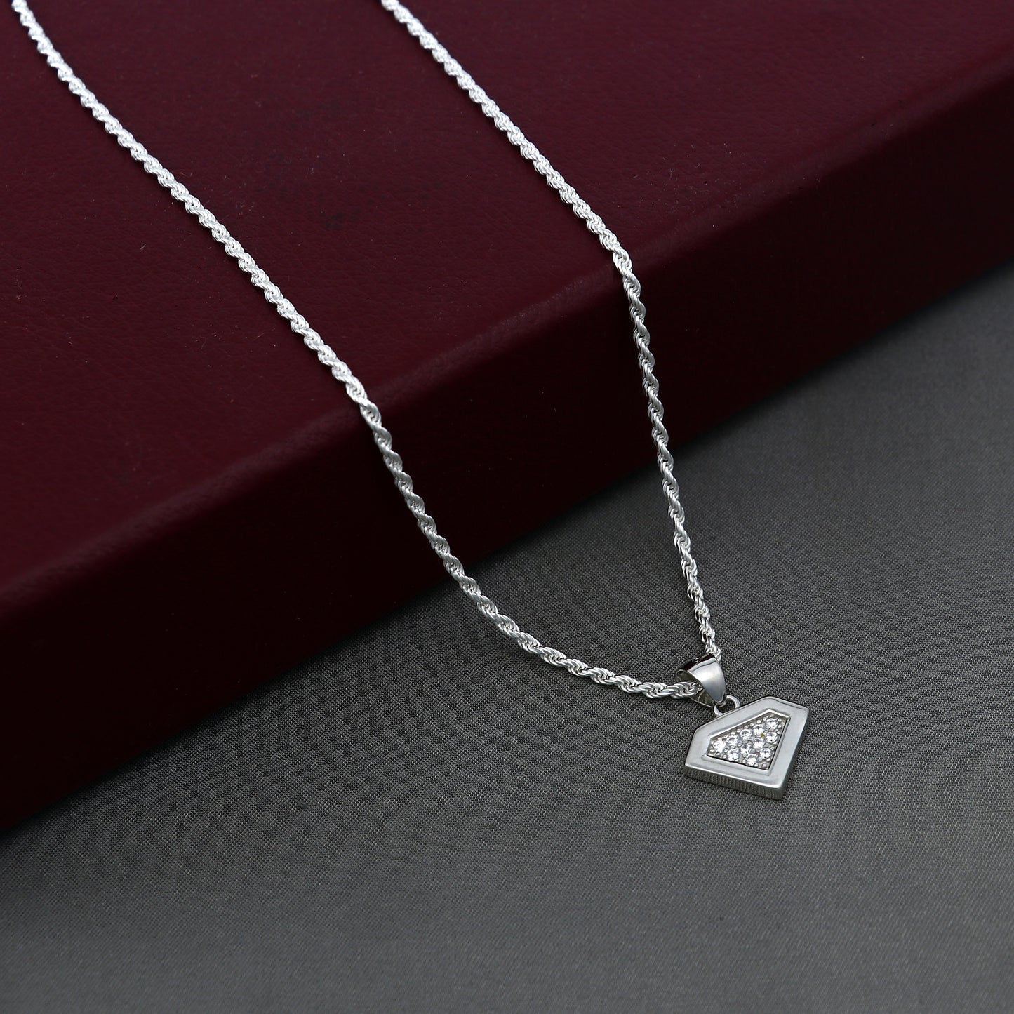 925 Sterling silver pendant set with sparkling diamond cubic zirconia stones, featuring elegant tribal-inspired design by TRIBAL ORNAMENTS