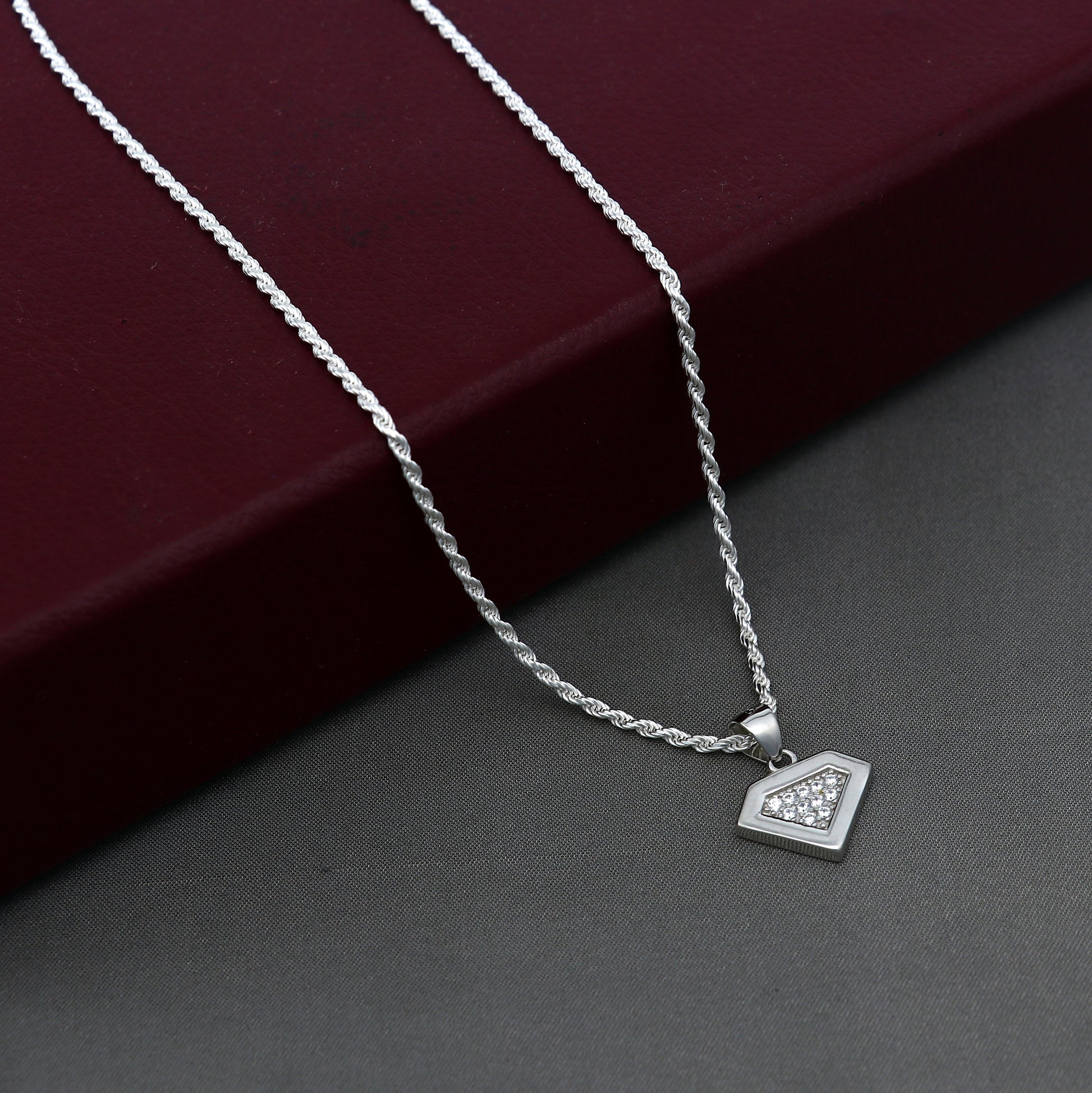 925 Sterling silver pendant set with sparkling diamond cubic zirconia stones, featuring elegant tribal-inspired design by TRIBAL ORNAMENTS