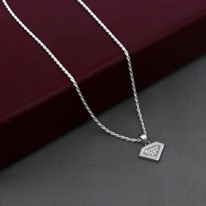 925 Sterling silver pendant set with sparkling diamond cubic zirconia stones, featuring elegant tribal-inspired design by TRIBAL ORNAMENTS