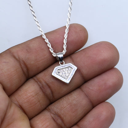 925 Sterling silver pendant set with sparkling cubic zirconia stones, featuring a tribal-inspired design by TRIBAL ORNAMENTS.