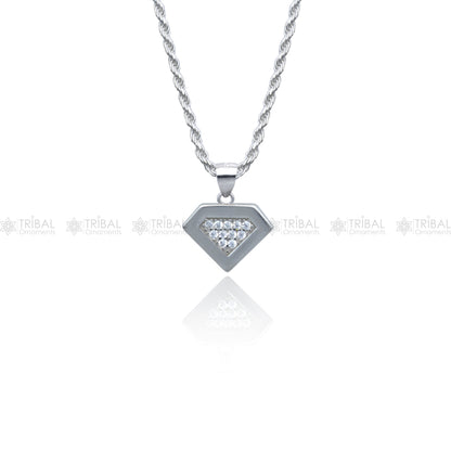 925 Sterling silver pendant set with sparkling cubic zirconia stones, featuring an elegant jewelry design by TRIBAL ORNAMENTS.