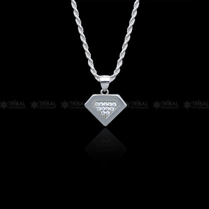 925 Sterling silver pendant set with sparkling cubic zirconia stones, featuring an elegant design by TRIBAL ORNAMENTS.