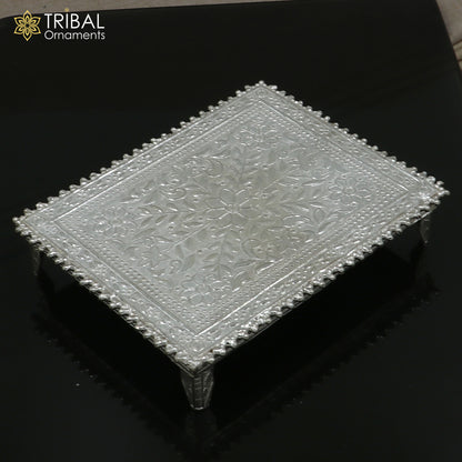 925 Sterling silver square shape bazot / chouki pooja utensils su1349 - TRIBAL ORNAMENTS