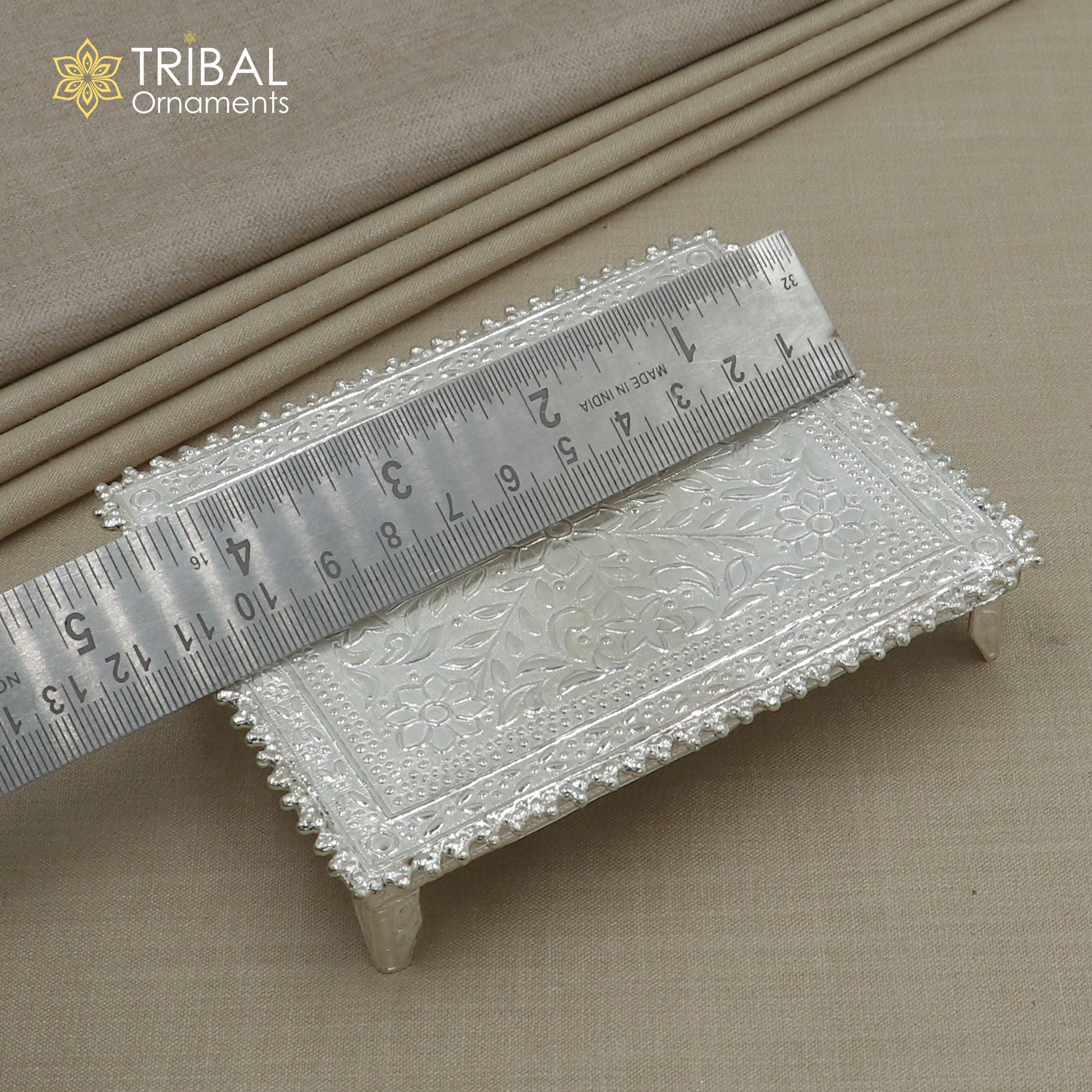 925 Sterling silver square shape bazot / chouki pooja utensils su1349 - TRIBAL ORNAMENTS