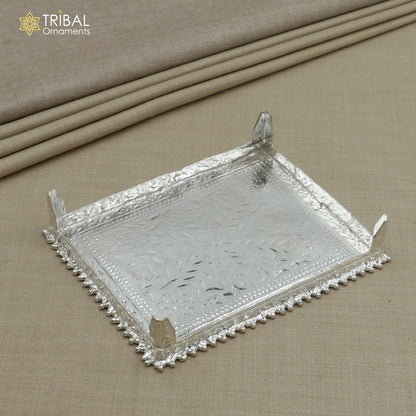 925 Sterling silver square shape bazot / chouki pooja utensils su1349 - TRIBAL ORNAMENTS