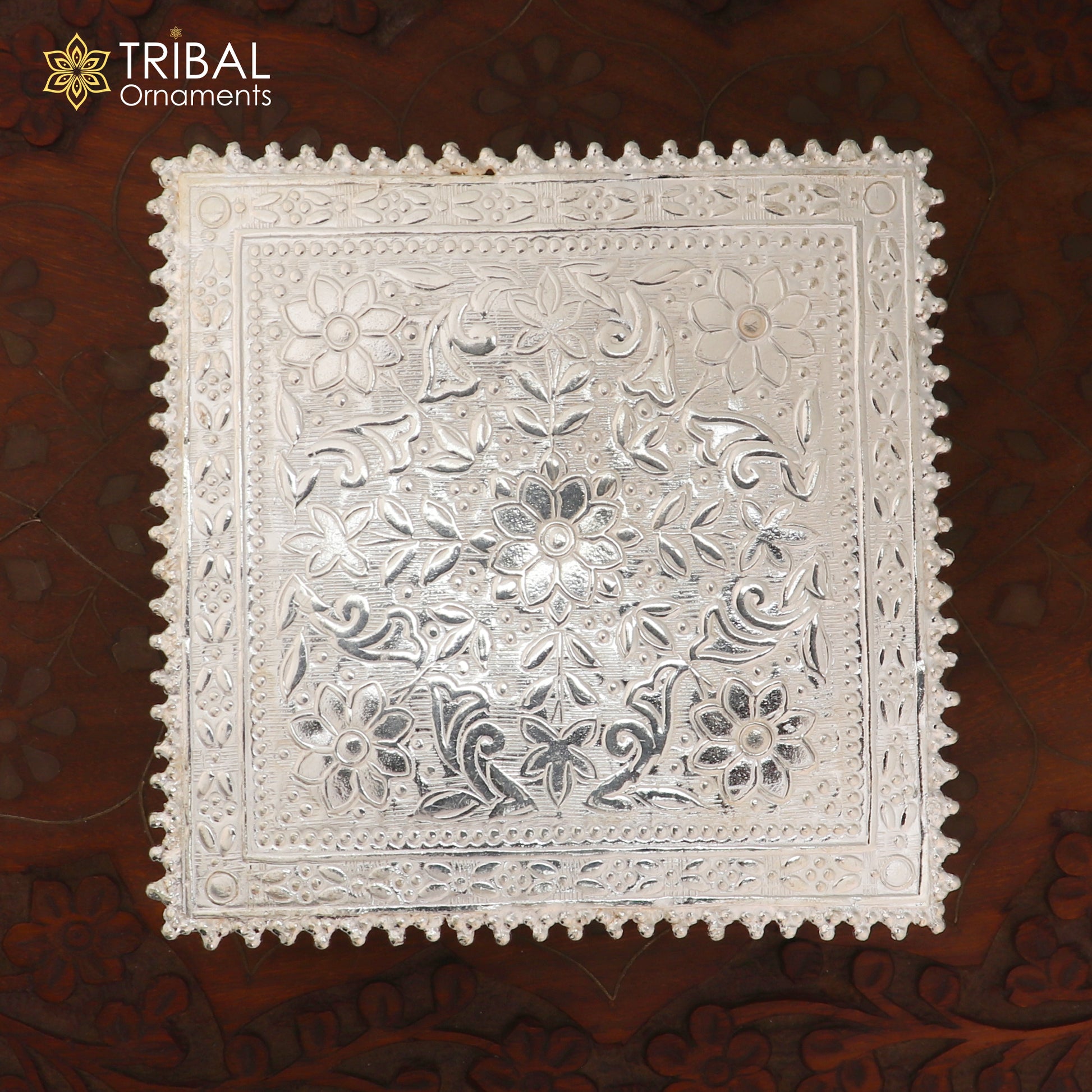 925 Sterling silver square shape bazot / chouki pooja utensils su1379 - TRIBAL ORNAMENTS
