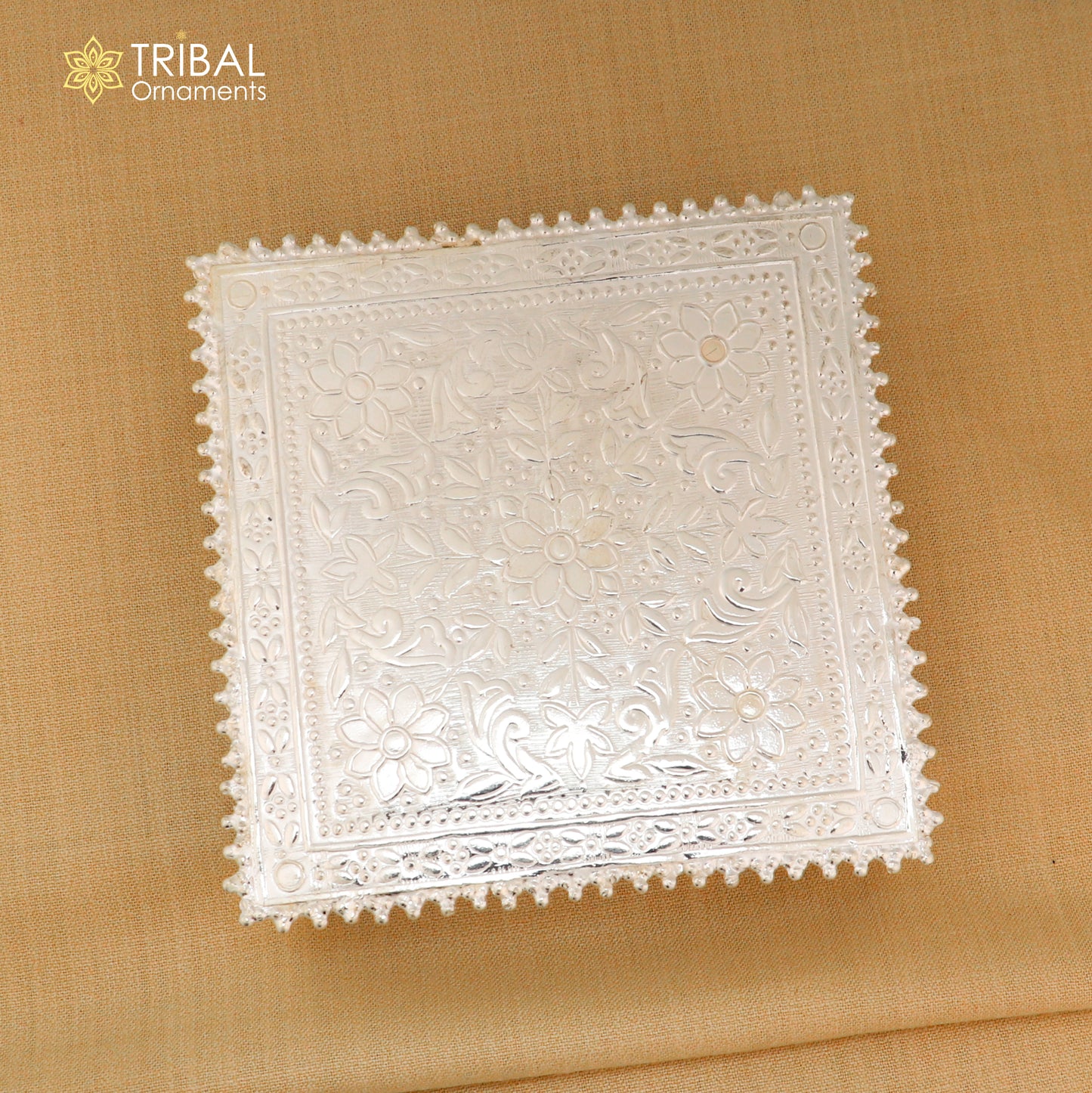 925 Sterling silver square shape bazot / chouki pooja utensils su1379 - TRIBAL ORNAMENTS