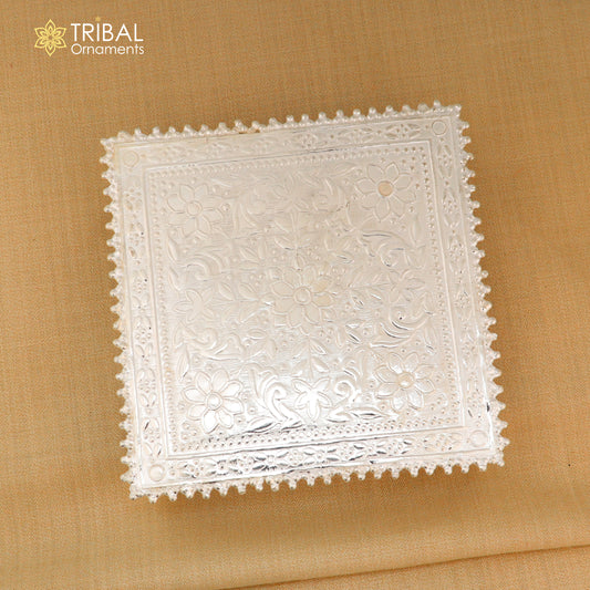 925 Sterling silver square shape bazot / chouki pooja utensils su1379 - TRIBAL ORNAMENTS