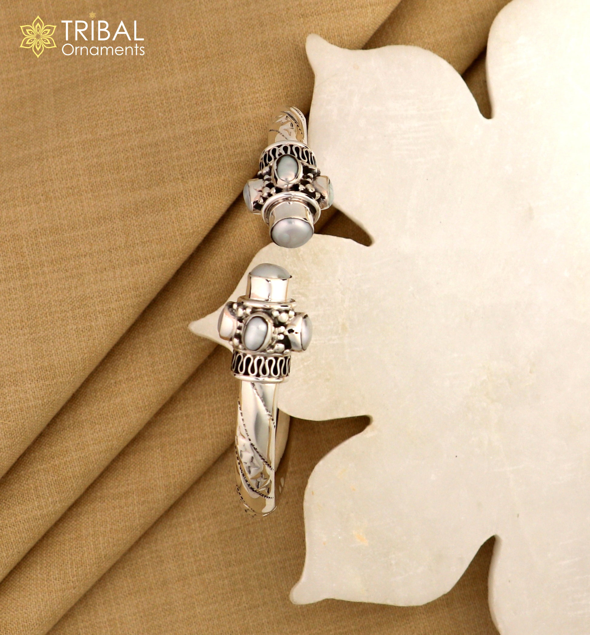 925 sterling silver stone bangle bracelet kada unisex stylish jewelry nsk714 - TRIBAL ORNAMENTS