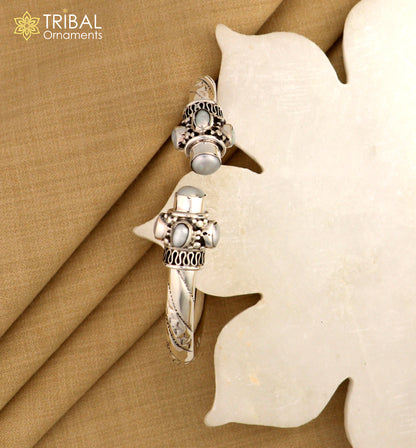 925 sterling silver stone bangle bracelet kada unisex stylish jewelry nsk714 - TRIBAL ORNAMENTS