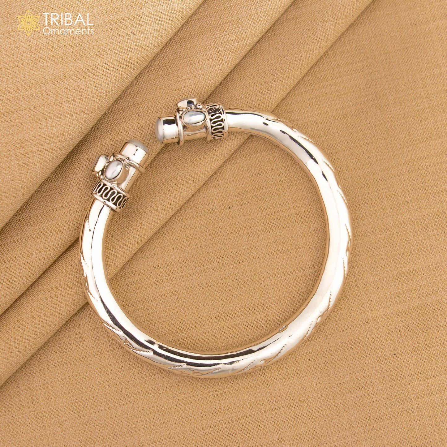 925 sterling silver stone bangle bracelet kada unisex stylish jewelry nsk714 - TRIBAL ORNAMENTS