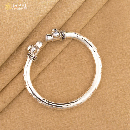925 sterling silver stone bangle bracelet kada unisex stylish jewelry nsk714 - TRIBAL ORNAMENTS