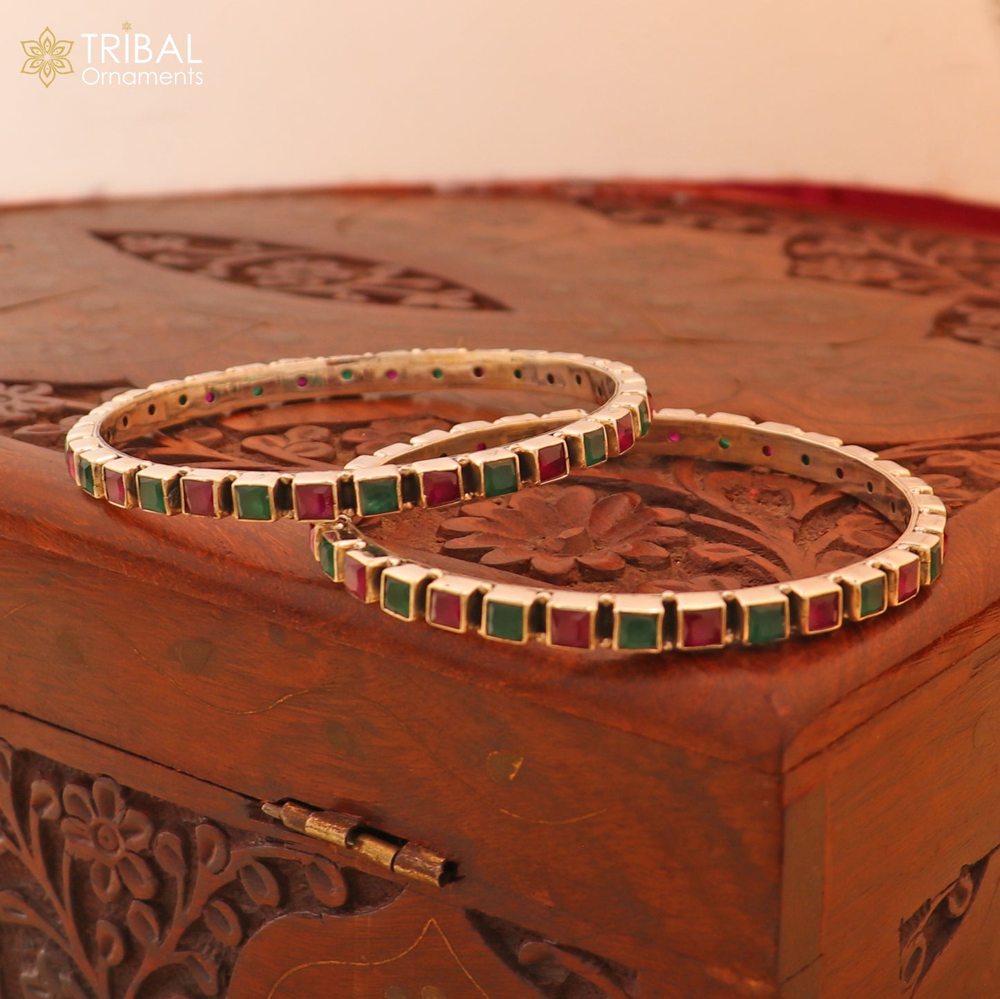 925 sterling silver stylish cut stone bangle bracelet jewelry ba444 - TRIBAL ORNAMENTS