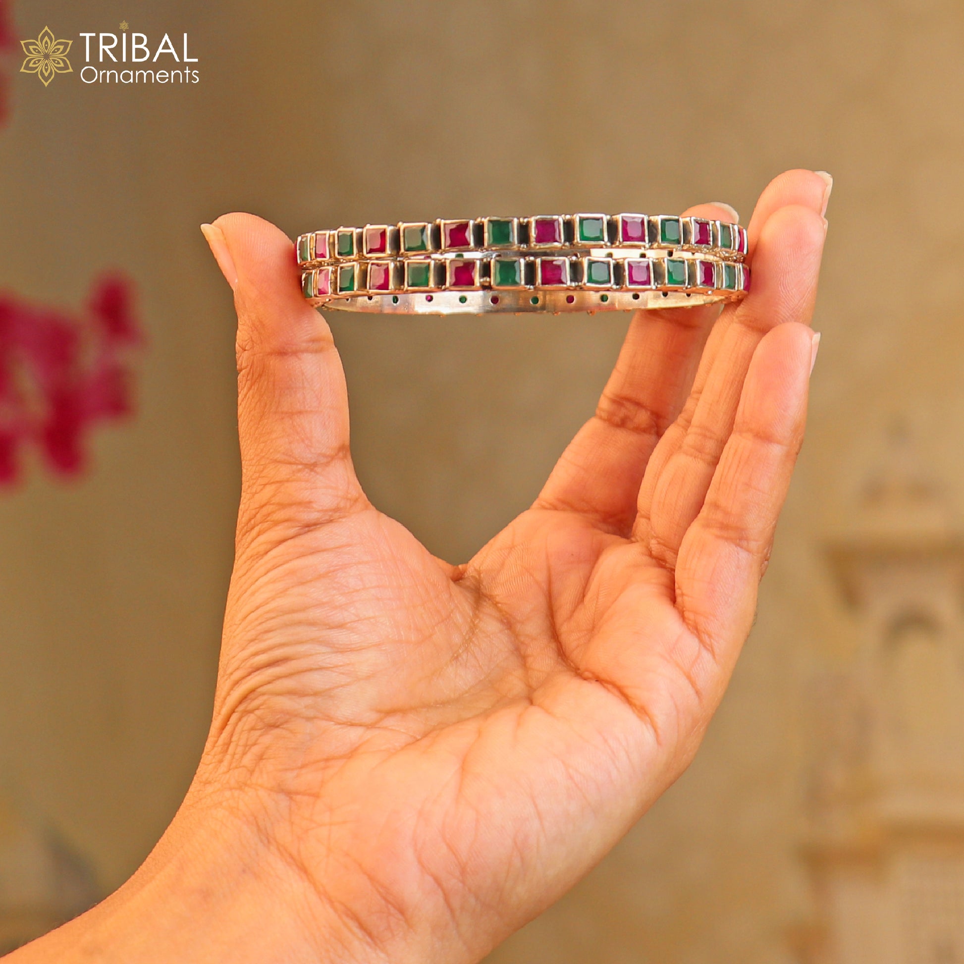 925 sterling silver stylish cut stone bangle bracelet jewelry ba444 - TRIBAL ORNAMENTS