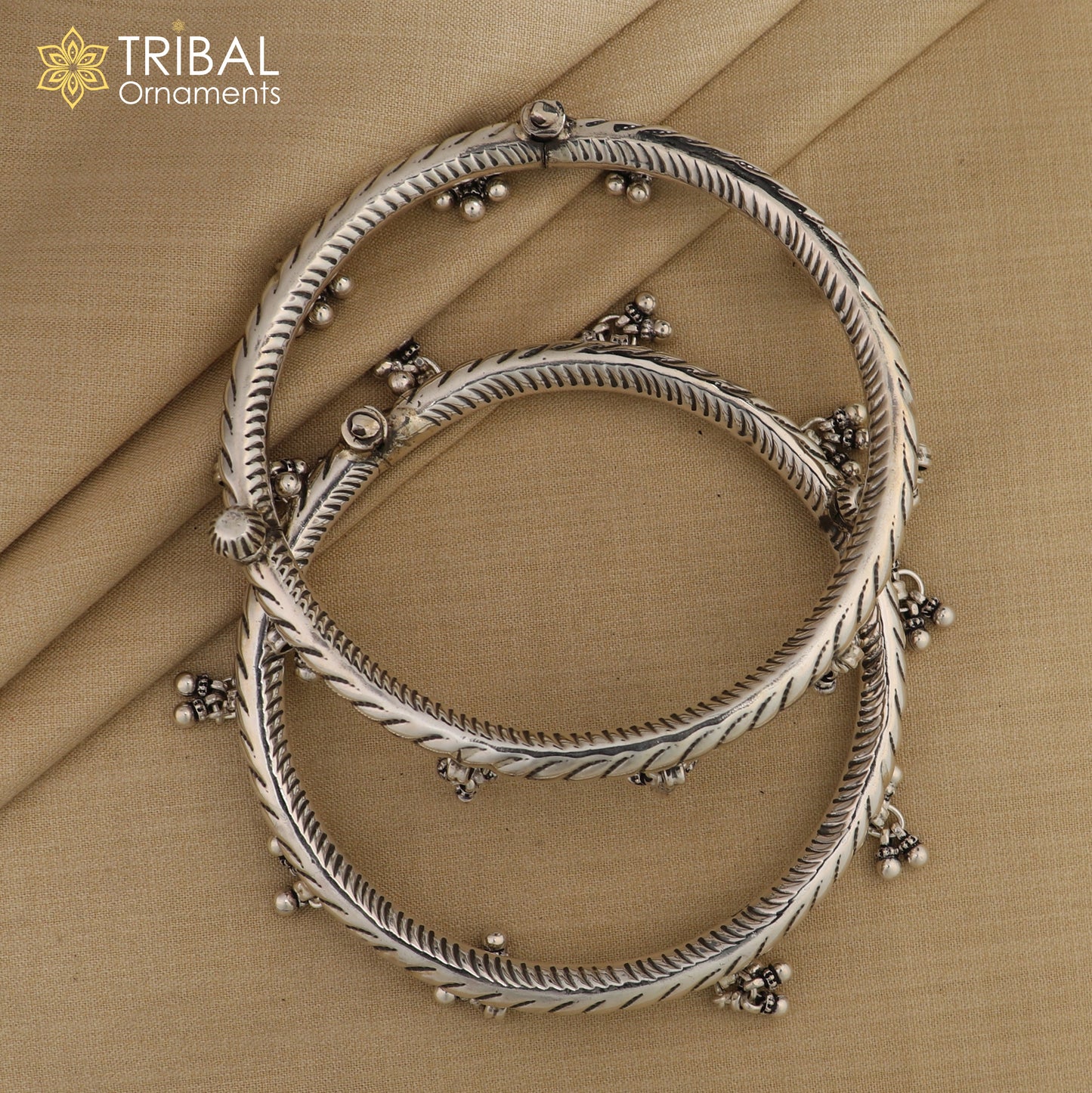 925 sterling silver stylish design ankle kada, hanging bells gorgeous foot kada nsfk123 - TRIBAL ORNAMENTS