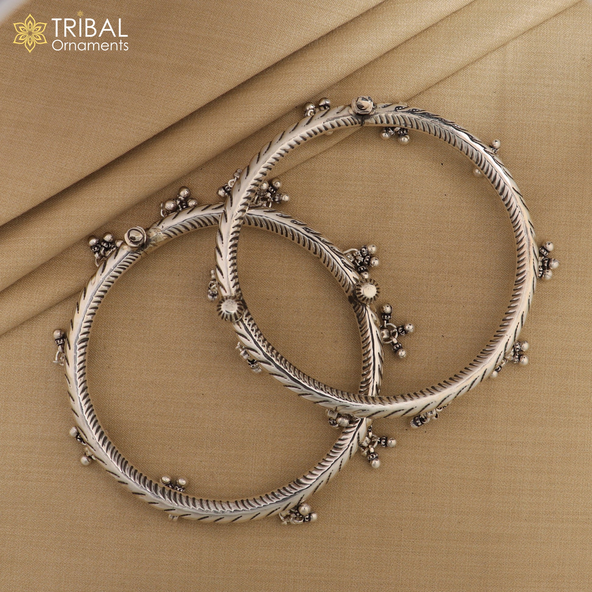 925 sterling silver stylish design ankle kada, hanging bells gorgeous foot kada nsfk123 - TRIBAL ORNAMENTS