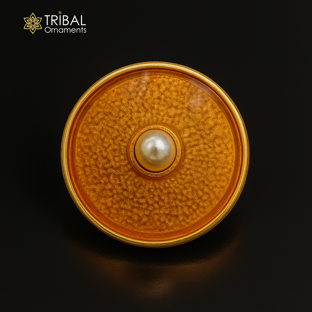 925 Sterling silver stylish gold polished cufflinks set of 2 pc for men's coat or suit, btn122 - TRIBAL ORNAMENTS