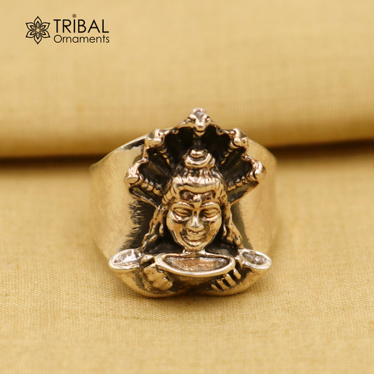 925 sterling silver  stylish mahakal design adjustable ring Jewelry sr809 - TRIBAL ORNAMENTS