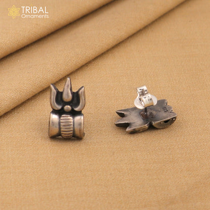 925 sterling silver stylish mahakal trident design stud earring er228 - TRIBAL ORNAMENTS