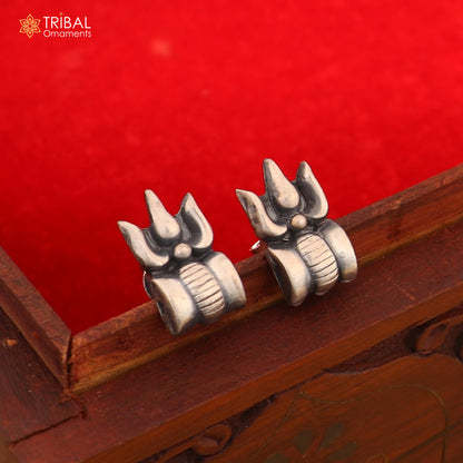925 sterling silver stylish mahakal trident design stud earring er228 - TRIBAL ORNAMENTS