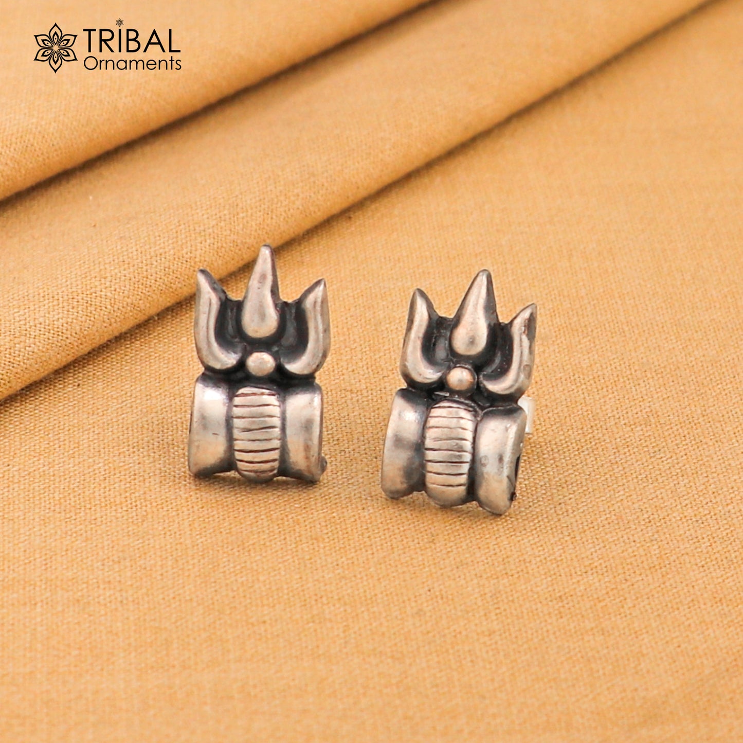 925 sterling silver stylish mahakal trident design stud earring er228 - TRIBAL ORNAMENTS