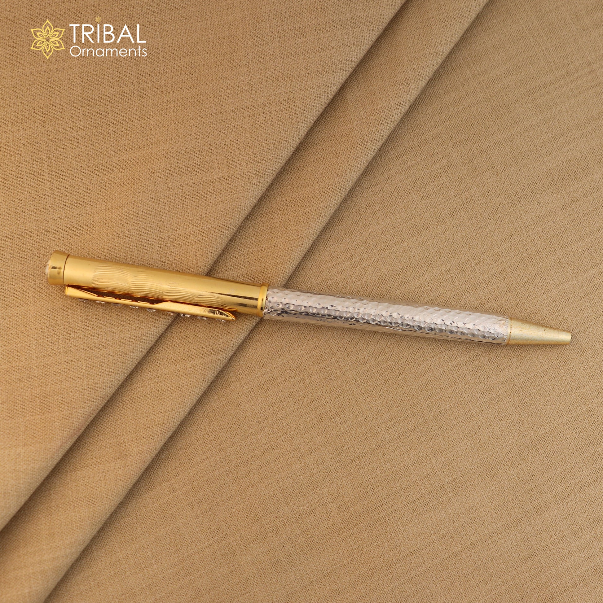 925 Sterling silver stylish stone design writing ball pen, best silver gifting article from india art842 - TRIBAL ORNAMENTS