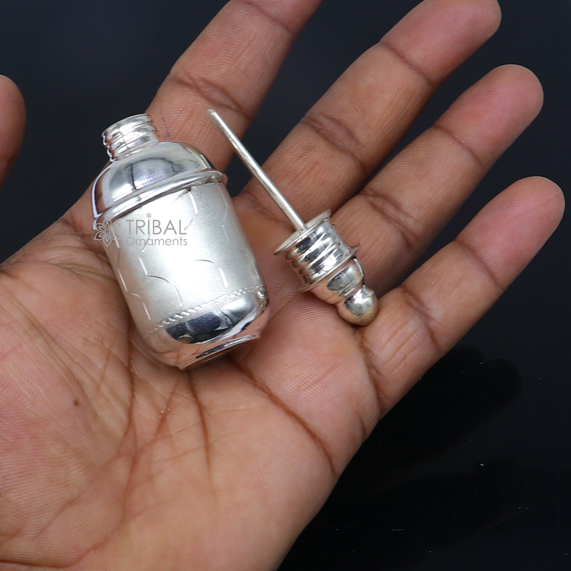 925 sterling silver trinket box, container box, sindur/kumkum box, Vermilion bridal art stb867 - TRIBAL ORNAMENTS