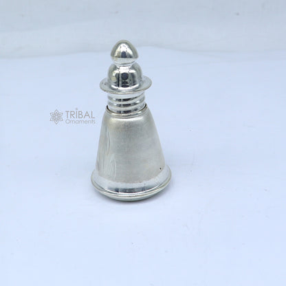 925 sterling silver trinket box by TRIBAL ORNAMENTS, decorative container for sindur or kumkum, with intricate bridal design.