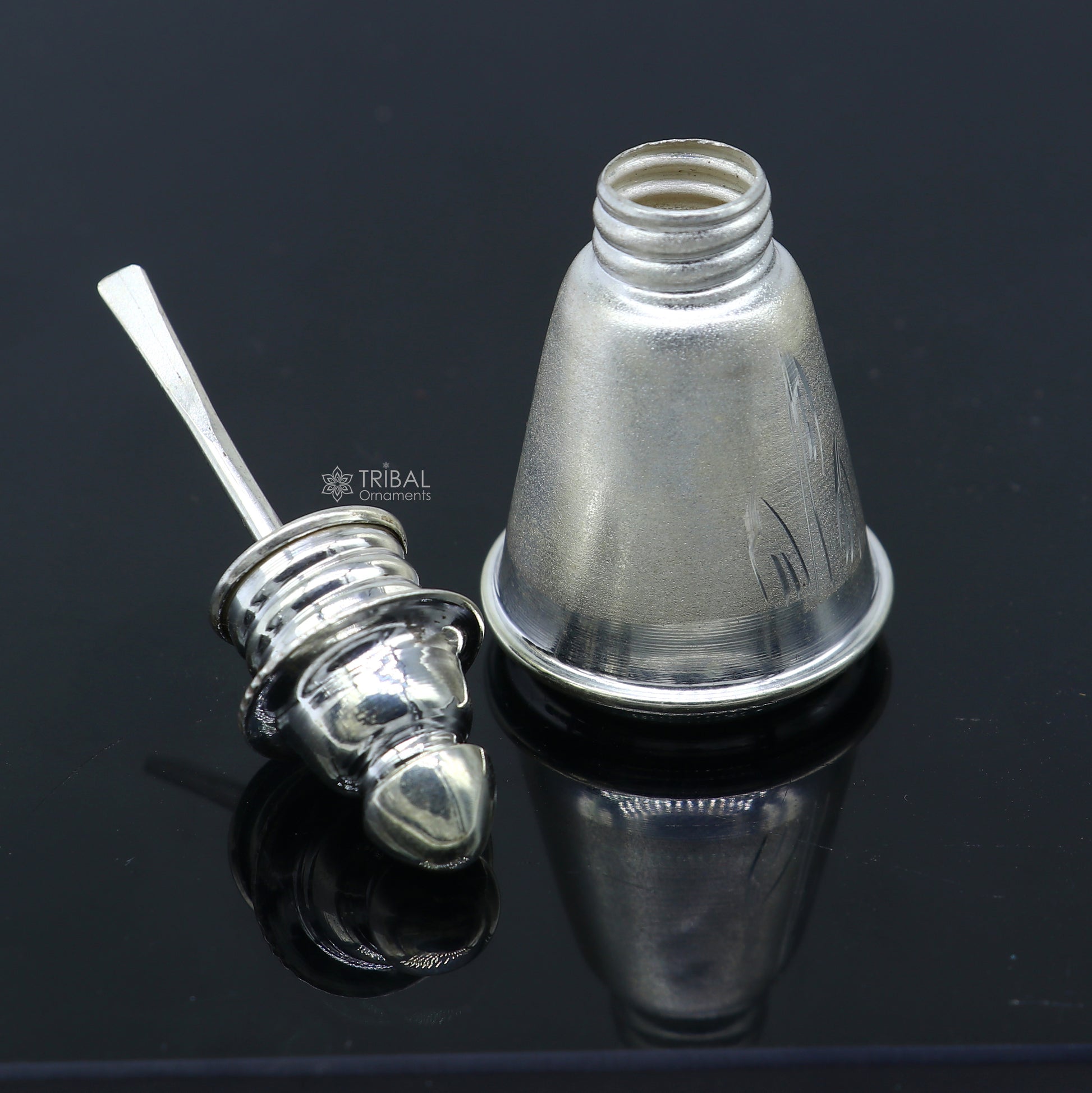 925 sterling silver trinket box, container box, sindur/kumkum box, Vermilion bridal art stb868 - TRIBAL ORNAMENTS