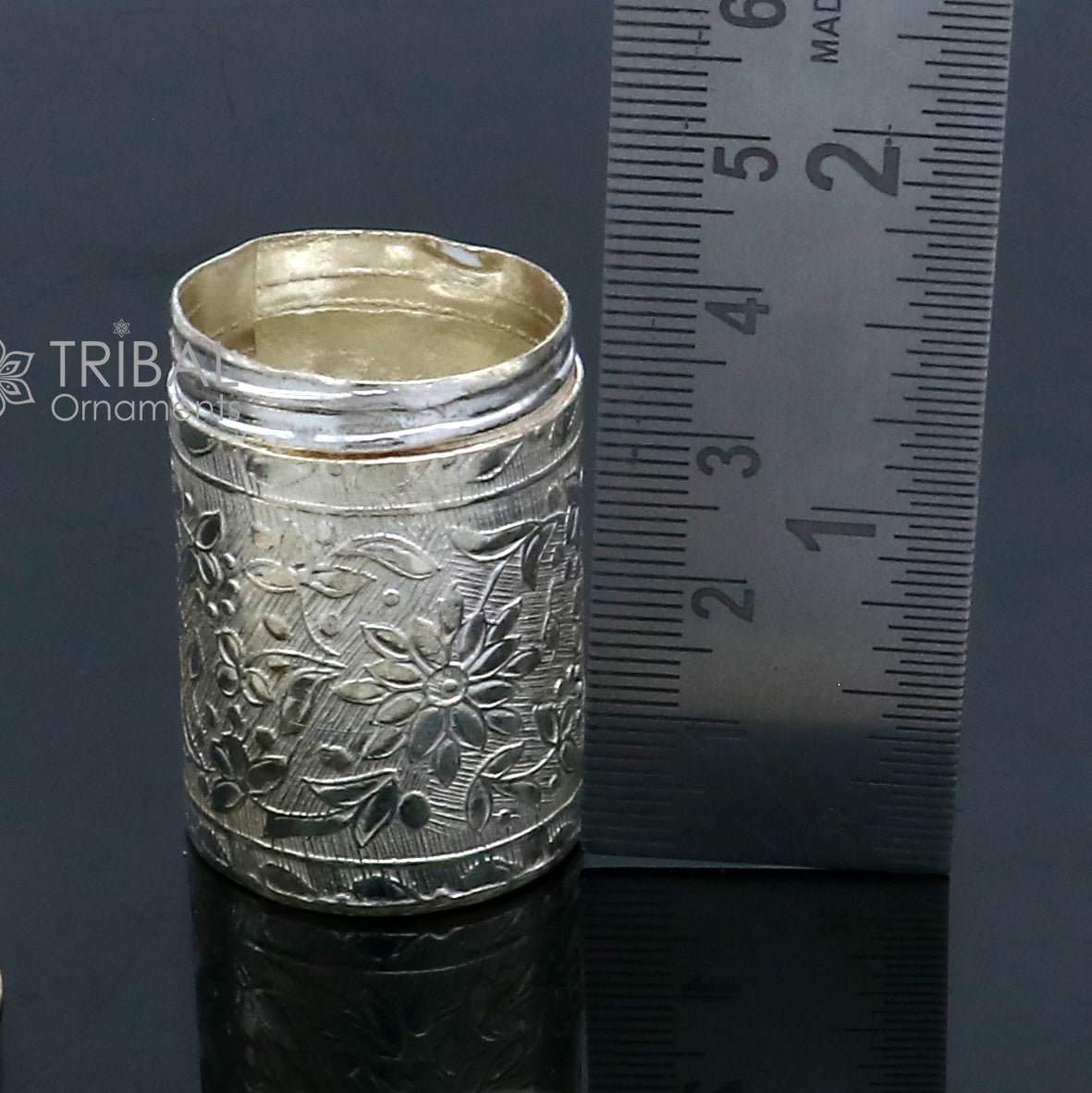 925 sterling silver trinket box, kajal box brides flower design box , tobacco box stb858 - TRIBAL ORNAMENTS