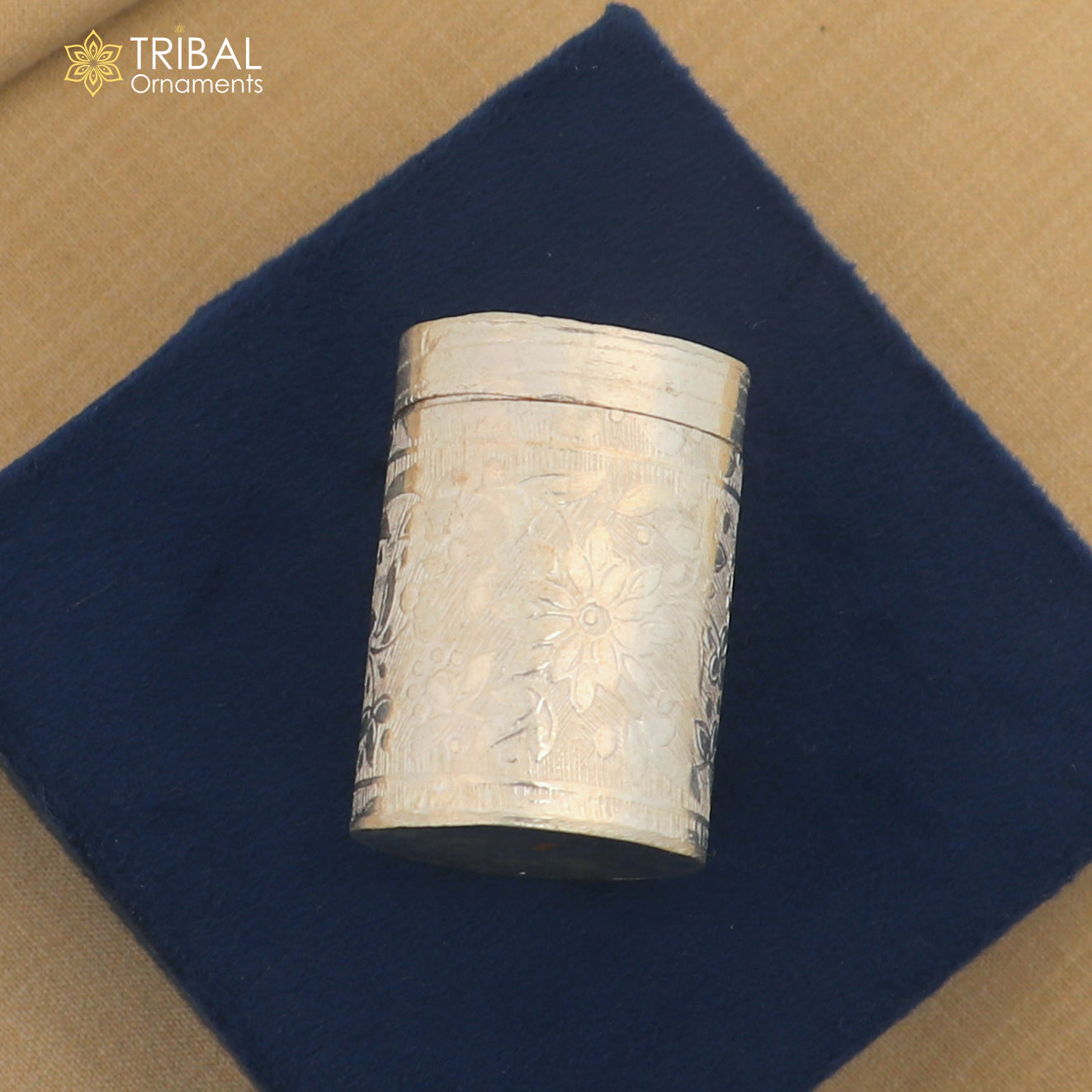 925 sterling silver trinket box, kajal box brides flower design box , tobacco box stb858 - TRIBAL ORNAMENTS