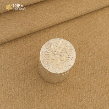 925 sterling silver trinket and kajal box with bride's flower design, decorative tobacco box by TRIBAL ORNAMENTS.