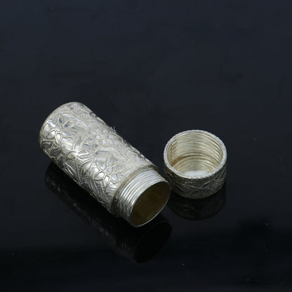 925 sterling silver trinket box, kajal box brides flower design box , tobacco box stb860 - TRIBAL ORNAMENTS